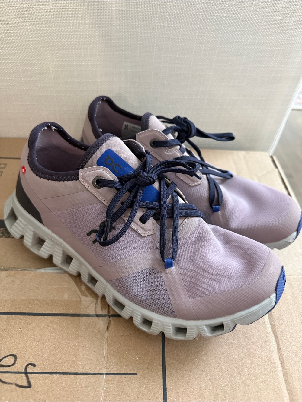 On Running Women's Cloud Sneaker - Light Pink with Navy Accents